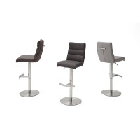 Barhocker Tresenhocker GIULIA B Barstuhl mit Griff Nubuklederoptik braun Edelstahl