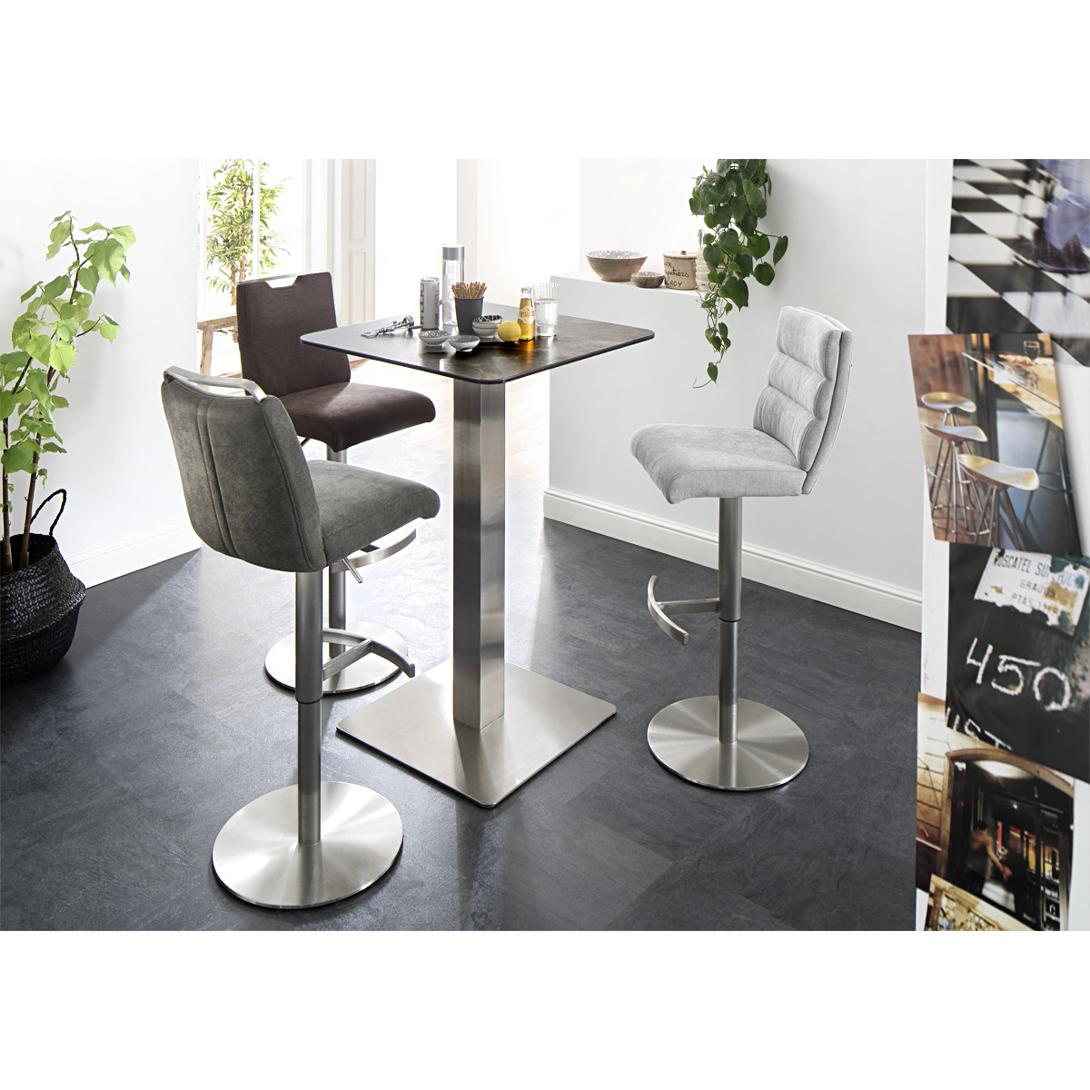ZARINA Bartisch Stehtisch quadratisch Edelstahl 105 cm...