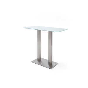 ZARINA Bartisch Stehtisch 2 Säulen Edelstahl 105 cm Sicherheitsglas reinweiß