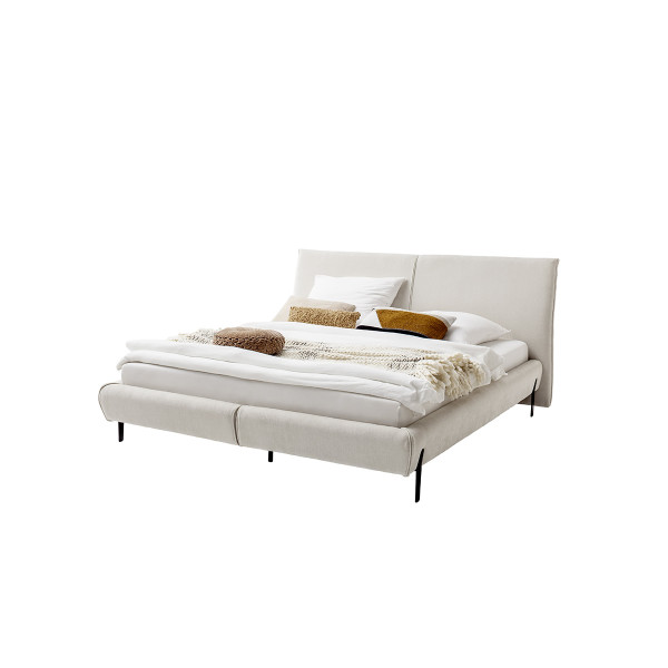 Polsterbett Pula 140x200 Stoff Sereno creme Fuss Metall schwarz