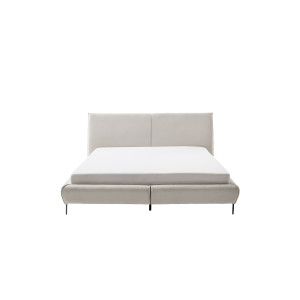 Polsterbett Pula 140x200 Stoff Sereno creme Fuss Metall schwarz