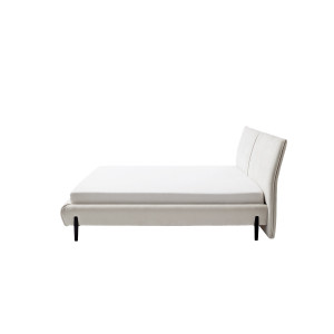 Polsterbett Pula 140x200 Stoff Sereno creme Fuss Metall schwarz