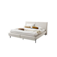 Polsterbett Pula 140x200 Stoff Sereno creme Fuss Metall schwarz