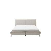 Polsterbett Pula 140x200 Stoff Sereno creme Fuss Metall schwarz