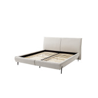Polsterbett Pula 140x200 Stoff Sereno creme Fuss Metall schwarz