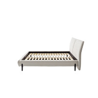 Polsterbett Pula 140x200 Stoff Sereno creme Fuss Metall schwarz