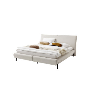 Polsterbett Pula 160x200 Stoff Sereno creme Fuss Metall schwarz