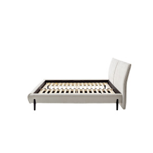 Polsterbett Pula 160x200 Stoff Sereno creme Fuss Metall schwarz