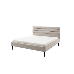 Polsterbett Agadir 180x200 Stoff Neve beige Holzfuß Eiche lackiert