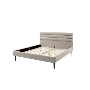 Polsterbett Agadir 180x200 Stoff Neve beige Holzfuß Eiche lackiert