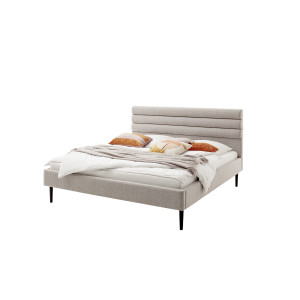 Polsterbett Agadir 180x200 Stoff Neve beige Holzfuß Eiche lackiert