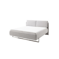 Polsterbett Sabetta 140x200 Stoff Puente hellgrau Metallkufe chrom