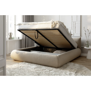 Polsterbett Fortello mit Stauraumfunktion 180x200 Stoff Marieta cappuccino