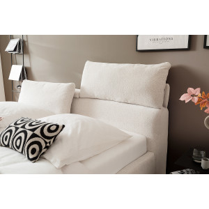 Polsterbett Malindi mit höhenverstellbarer Kopfteilfunktion 140x200 Stoff Raven creme-beige