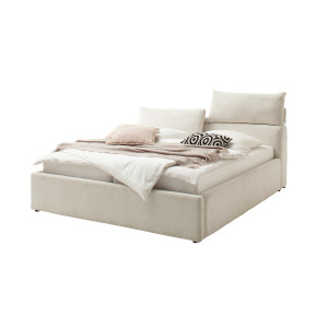 Polsterbett Malindi mit höhenverstellbarer Kopfteilfunktion 140x200 Stoff Raven creme-beige