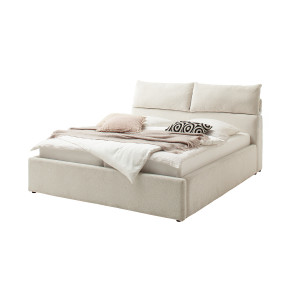 Polsterbett Malindi mit höhenverstellbarer Kopfteilfunktion 140x200 Stoff Raven creme-beige