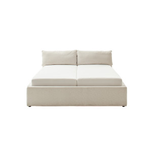 Polsterbett Malindi mit höhenverstellbarer Kopfteilfunktion 140x200 Stoff Raven creme-beige