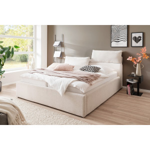 Polsterbett Malindi mit höhenverstellbarer Kopfteilfunktion 140x200 Stoff Raven creme-beige