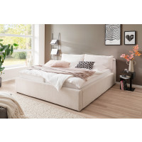 Polsterbett Malindi mit höhenverstellbarer Kopfteilfunktion 140x200 Stoff Raven creme-beige