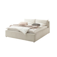 Polsterbett Malindi mit höhenverstellbarer Kopfteilfunktion 140x200 Stoff Raven creme-beige