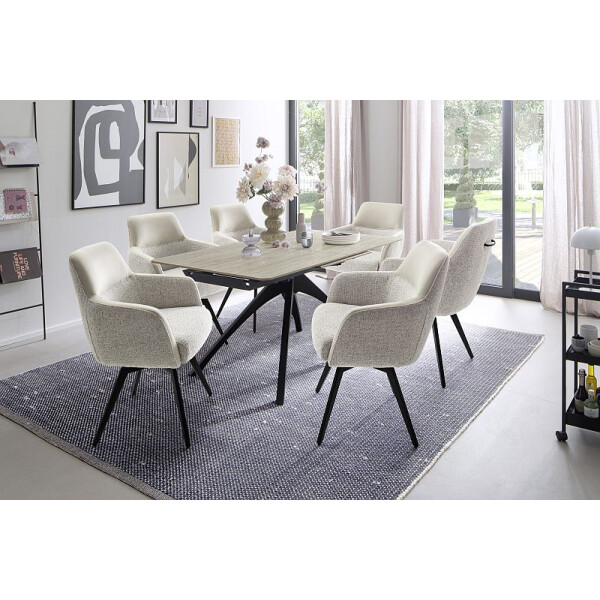 CERRITO  Esstisch Auszugtisch 160 (220) cm Natursteinoptik beige