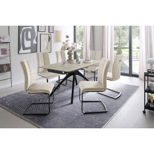 CERRITO  Esstisch Auszugtisch 160 (220) cm Natursteinoptik beige