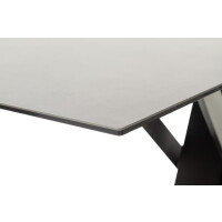 MASSARO Esstisch Tisch mit Säule 160 (210) cm Keramik Sicherheitsglas hellgrau