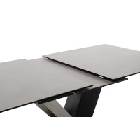 MASSARO Esstisch Tisch mit Säule 160 (210) cm Keramik Sicherheitsglas hellgrau