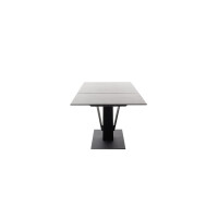 MASSARO Esstisch Tisch mit Säule 160 (210) cm Keramik Sicherheitsglas hellgrau