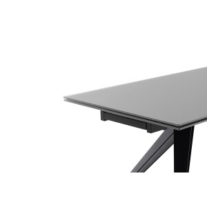 NEMURO Esstisch Auszugtisch 160 (240) cm Gestell schwarz Glas grau