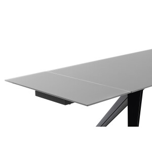 NEMURO Esstisch Auszugtisch 160 (240) cm Gestell schwarz Glas grau