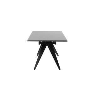 NEMURO Esstisch Auszugtisch 160 (240) cm Gestell schwarz Glas grau