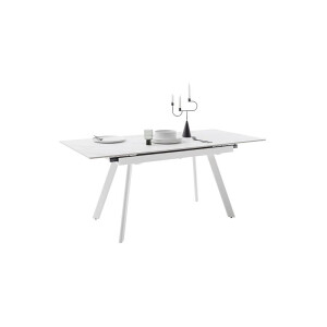 PARENZO Esstisch Auszugtisch 140 (180) cm Natursteinoptik weiss