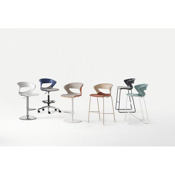Kastel Design Barhocker Kicca 4 Fußgestell Sitz und Rücken gepolstert