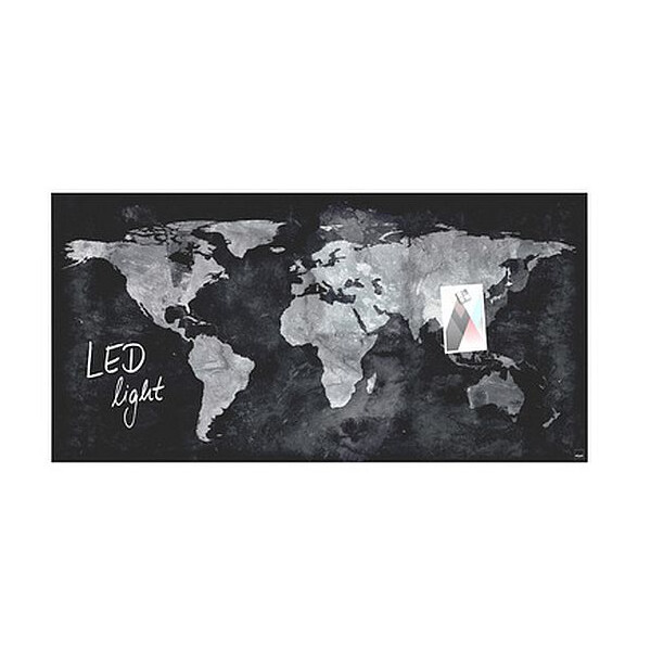sigel Glas-Magnettafel artverum LED light, Weltkarte