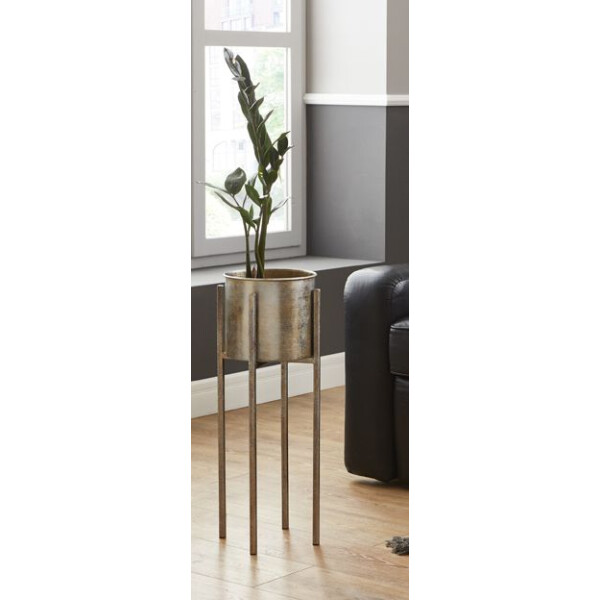 Blumensäule Blumenständer Blumentopf 2er Set Metall gold-türkis