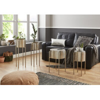 Blumensäule Blumenständer Blumentopf 2er Set Metall gold-türkis