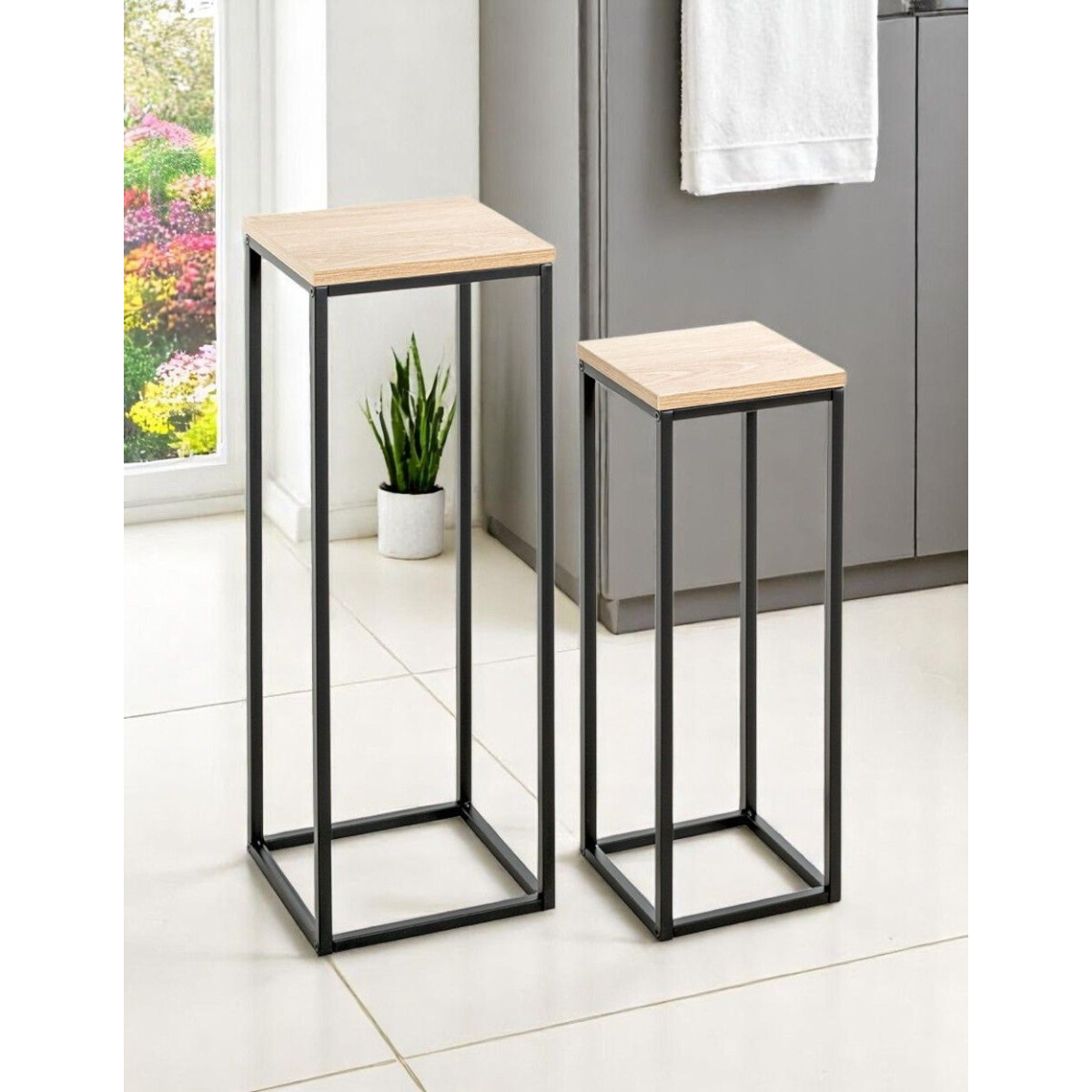 Blumensäule Blumenständer Blumentopf 2er Set Metal