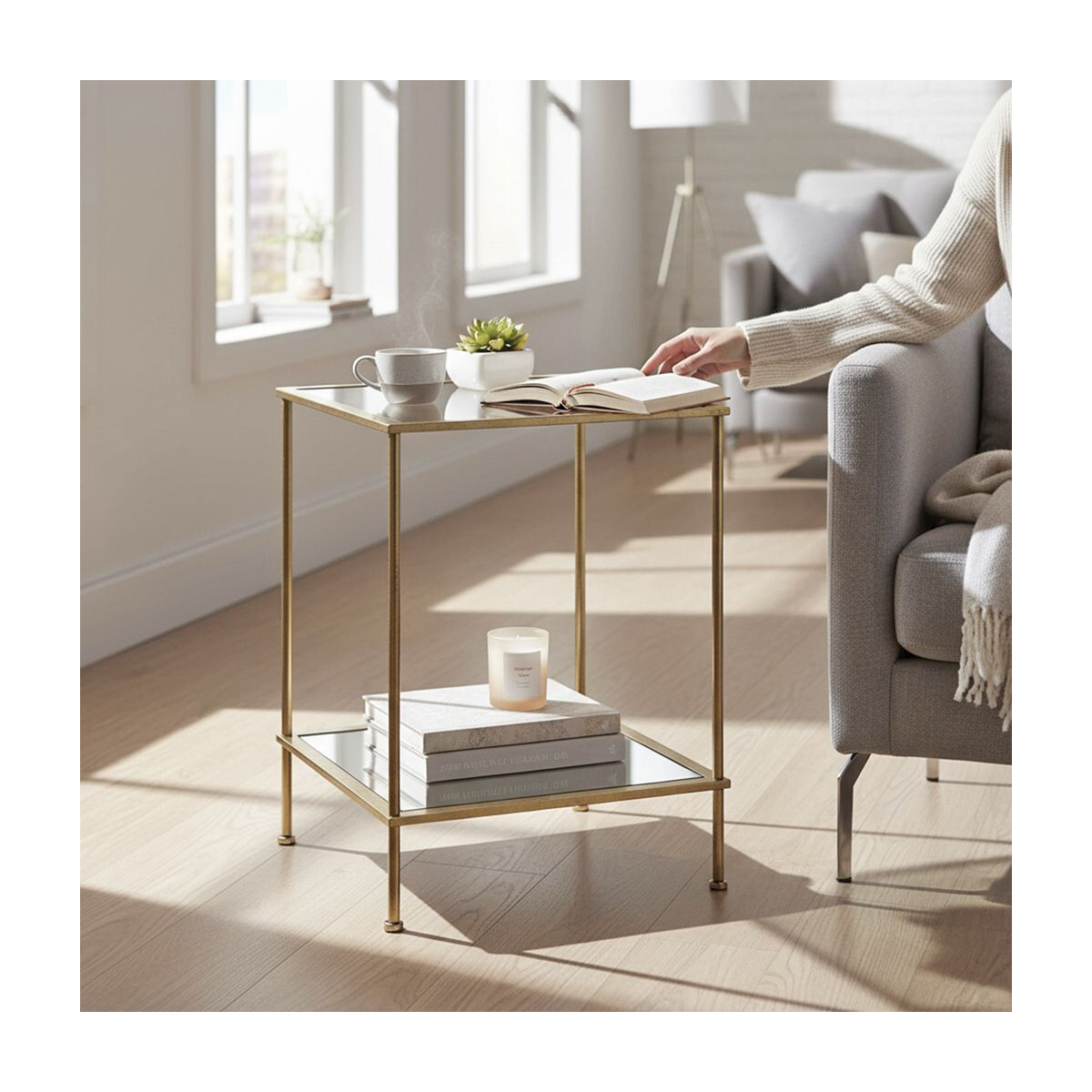 Beistelltisch Glas Faro 2 gold
