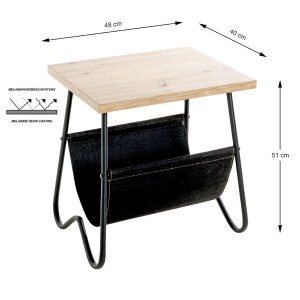 Beistelltisch Capri schwarz-eiche mit Ablage