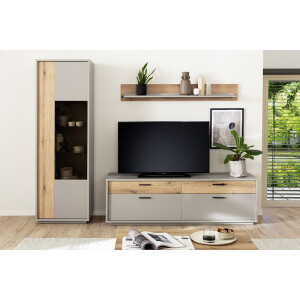 VALDIVIA Wohnkombination 1 W01 Basalt & Eiche Evoke