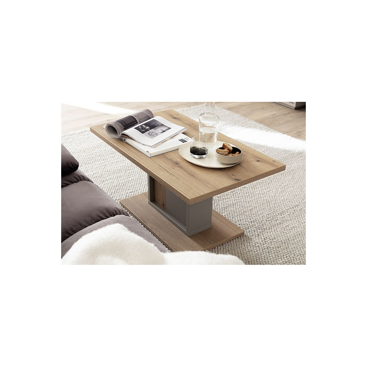 VALDIVIA Couchtisch  T65 Basalt & Eiche Evoke