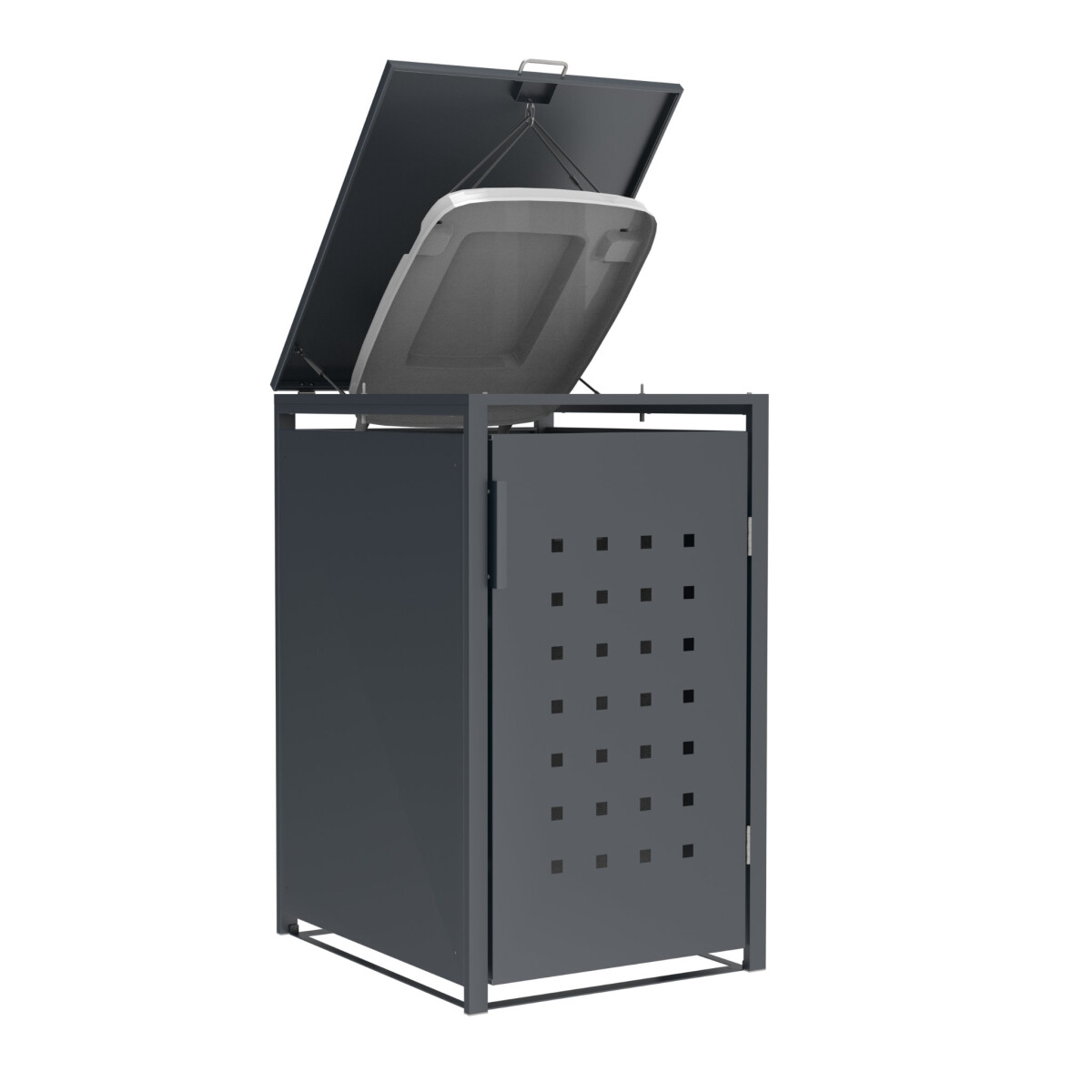 Mülltonnenbox 1-er, Stahl verzinkt Front Karomuster