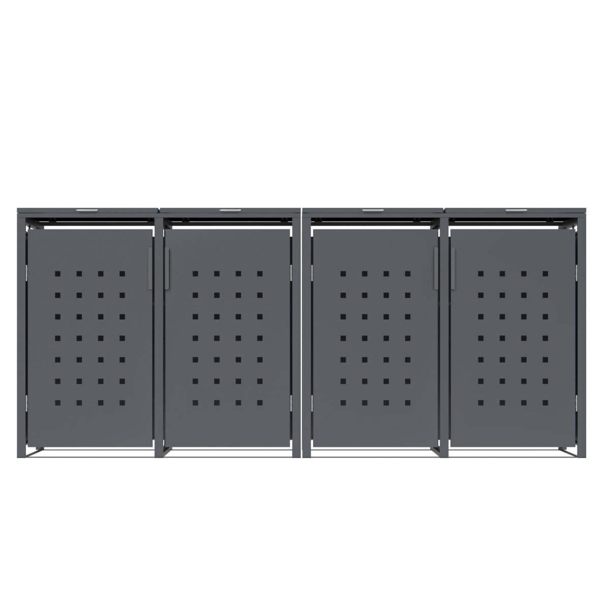 Mülltonnenbox 4-er, Stahl verzinkt Front Karomuster