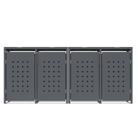 Mülltonnenbox 4-er, Stahl verzinkt Front Karomuster