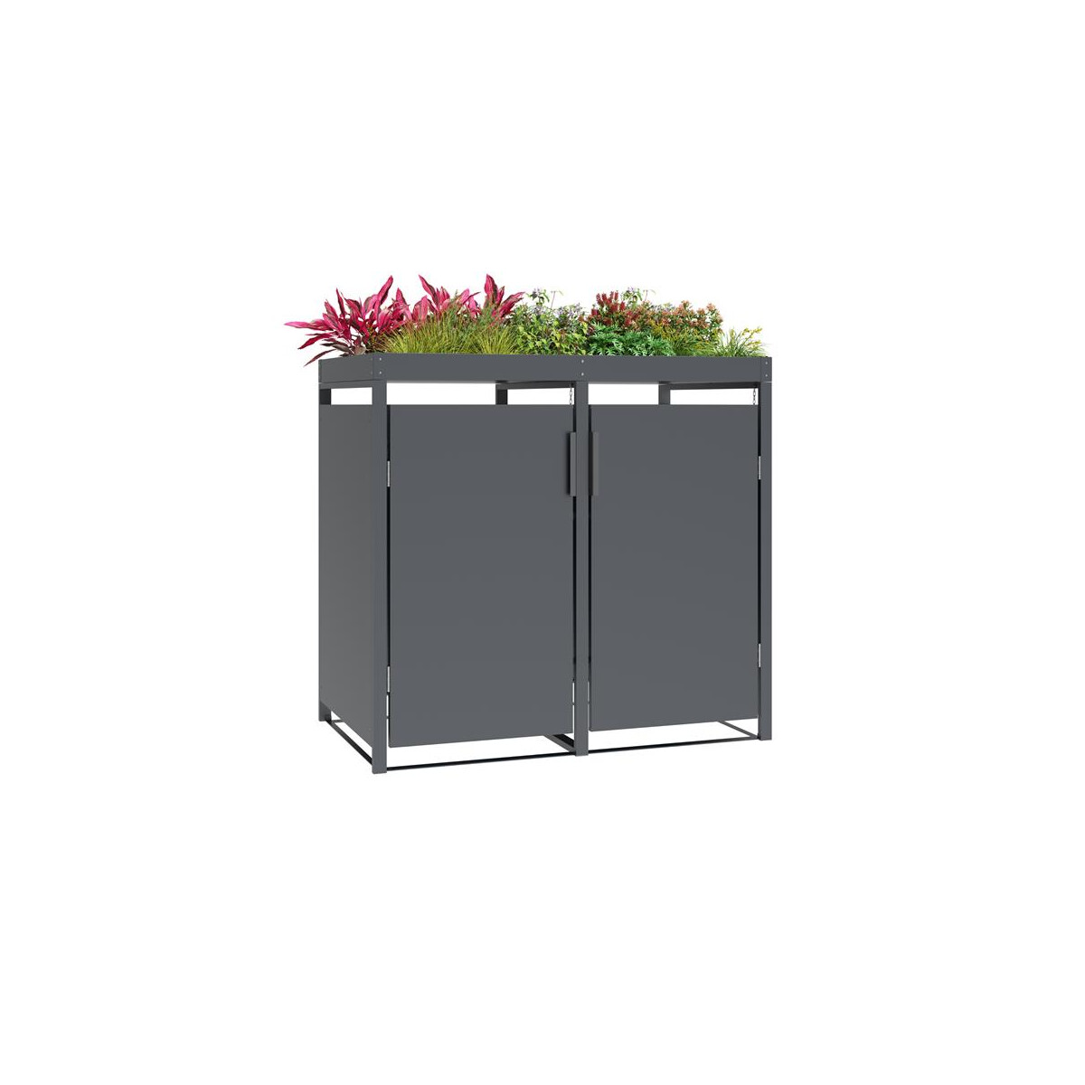 Mülltonnenbox 2-er für 120L + 240L Tonnen, Stahl a