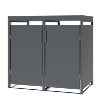 Mülltonnenbox 2-er für 120L + 240L Tonnen, Stahl anthrazit, mit Pflanzkasten