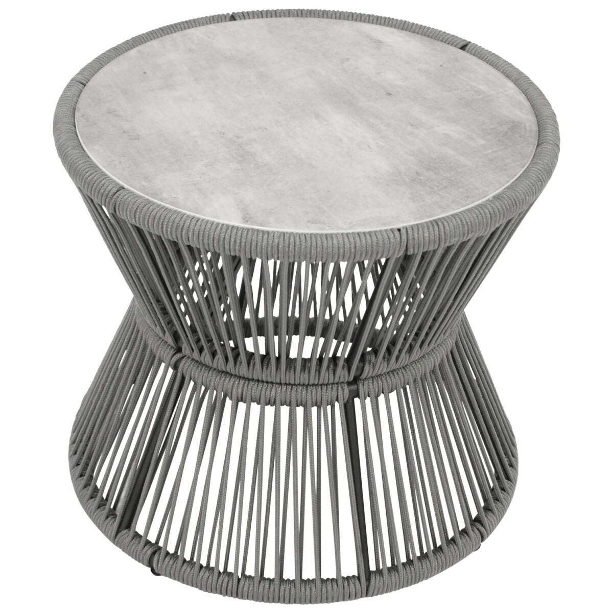 Beistelltisch 56cm rund, Stahl + Rope mit Glasplatte