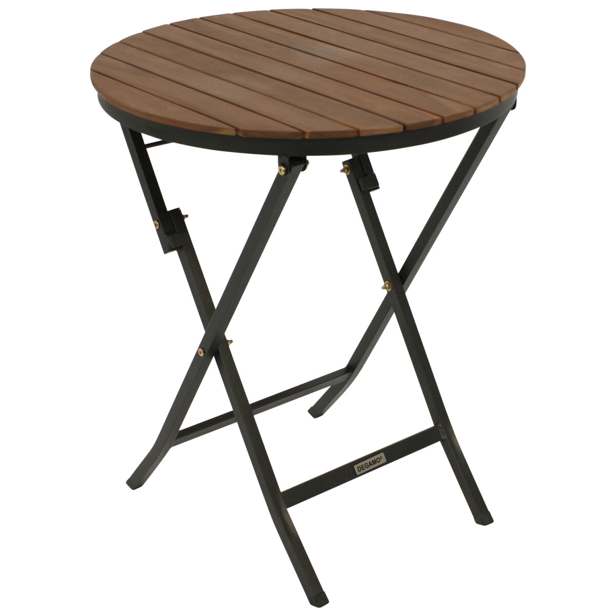 Bistro-Klapptisch 61cm rund, Stahl schwarz + Akazie