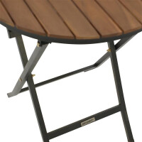 Bistro-Klapptisch 61cm rund, Stahl schwarz + Akazie
